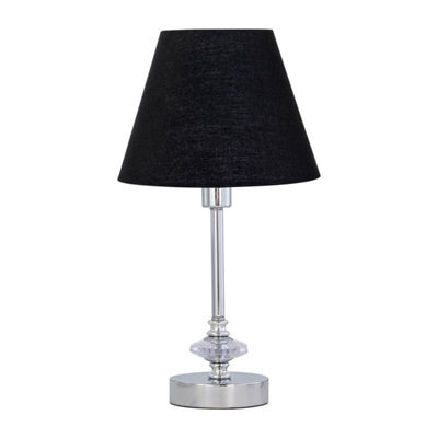 First Choice Lighting Chrome Jewelled Table Lamp With Black Shade - image 1