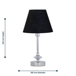 First Choice Lighting Chrome Jewelled Table Lamp With Black Shade - thumbnail 4