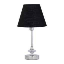 First Choice Lighting Chrome Jewelled Table Lamp With Black Shade - thumbnail 1