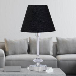 First Choice Lighting Chrome Jewelled Table Lamp With Black Shade - thumbnail 2