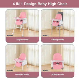 Four In One Convertible Baby High Chair With Adjustable Feeding Seat Toddler Chair And Table Combo - thumbnail 3