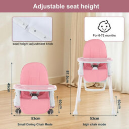 Four In One Convertible Baby High Chair With Adjustable Feeding Seat Toddler Chair And Table Combo - thumbnail 4