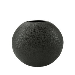 Vanity Living 21.2Cm Black Textured Round Face Ceramic Vase, Modern Decorative Vase For Tabletop - thumbnail 6