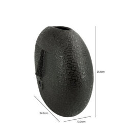 Vanity Living 21.2Cm Black Textured Round Face Ceramic Vase, Modern Decorative Vase For Tabletop - thumbnail 3
