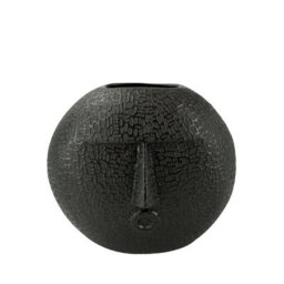 Vanity Living 21.2Cm Black Textured Round Face Ceramic Vase, Modern Decorative Vase For Tabletop - thumbnail 2