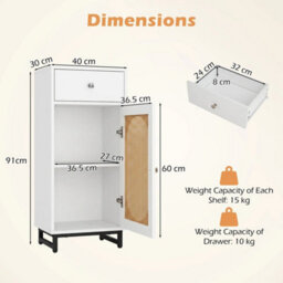 Rattan Floor Cabinet For Living Room With Drawer Metal Stand Entrance Organizer - thumbnail 2