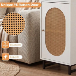 Rattan Floor Cabinet For Living Room With Drawer Metal Stand Entrance Organizer - thumbnail 3