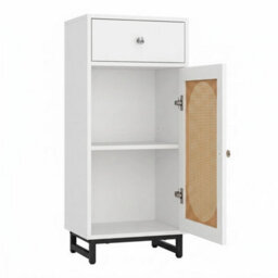 Rattan Floor Cabinet For Living Room With Drawer Metal Stand Entrance Organizer - thumbnail 5