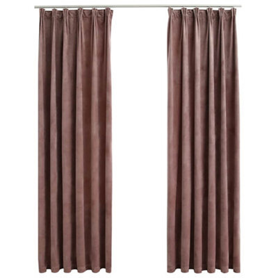 Berkfield Elegant Blackout Curtains 2Pcs With Hooks Velvet Antique Pink 140X225Cm