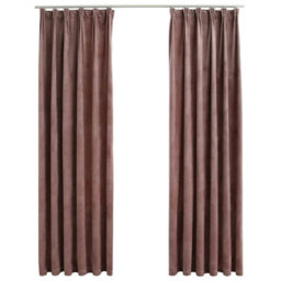 Berkfield Elegant Blackout Curtains 2Pcs With Hooks Velvet Antique Pink 140X225Cm
