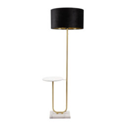 Valuelights Tavel Gold Floor Lamp With Table And Black Velvet With Gold Inner Lamp Shade And Led Bulb - thumbnail 2