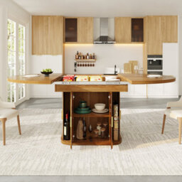 Btm Extendable Round Dining Table 118 To 158Cm, Seats 6, With Glass Storage, Walnut - thumbnail 4