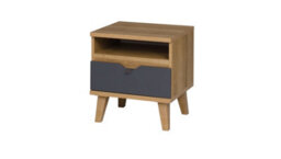 Arte Memone Compact Bedside Table With Drawer - Golden Oak & Graphite Matt - W450mm X H480mm X D400mm