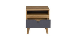 Arte Memone Compact Bedside Table With Drawer - Golden Oak & Graphite Matt - W450mm X H480mm X D400mm - thumbnail 2