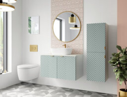 Impact Furniture Tall Bathroom Storage Cabinet Wall Hung Tallboy Narrow Slim Tall Boy Unit Fluted Green Cara - thumbnail 7