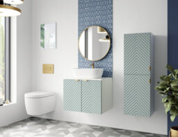 Impact Furniture Tall Bathroom Storage Cabinet Wall Hung Tallboy Narrow Slim Tall Boy Unit Fluted Green Cara - thumbnail 8