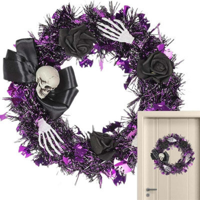 Halloween Skull Wreath With Lights, Outdoor Decoration For Front Door, Wall Or Window, Gothic Atmosphere For A Terrifying Party - image 1