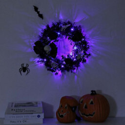 Halloween Skull Wreath With Lights, Outdoor Decoration For Front Door, Wall Or Window, Gothic Atmosphere For A Terrifying Party - thumbnail 3