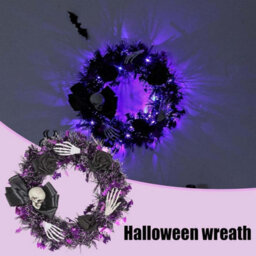 Halloween Skull Wreath With Lights, Outdoor Decoration For Front Door, Wall Or Window, Gothic Atmosphere For A Terrifying Party - thumbnail 5