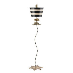 Stylish Gold Leaf And Black Striped Floor Lamp With Star Base And Led Bulb