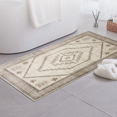 Ameha Cashmere Rug Non Slip Mat Brown & Beige Bedroom Living Room Entrance Small Door Mats (Radiant, 40 X 60 Cm) - image 1