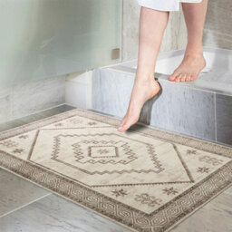 Ameha Cashmere Rug Non Slip Mat Brown & Beige Bedroom Living Room Entrance Small Door Mats (Radiant, 40 X 60 Cm) - thumbnail 3