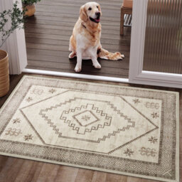 Ameha Cashmere Rug Non Slip Mat Brown & Beige Bedroom Living Room Entrance Small Door Mats (Radiant, 40 X 60 Cm) - thumbnail 7