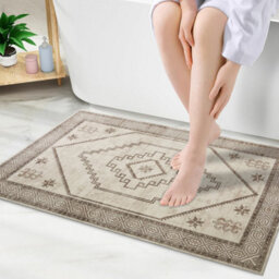 Ameha Cashmere Rug Non Slip Mat Brown & Beige Bedroom Living Room Entrance Small Door Mats (Radiant, 40 X 60 Cm) - thumbnail 2