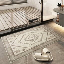 Ameha Cashmere Rug Non Slip Mat Brown & Beige Bedroom Living Room Entrance Small Door Mats (Radiant, 40 X 60 Cm) - thumbnail 5