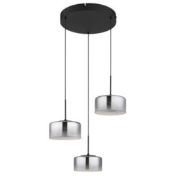 Luminosa Lighting Luminosa Belinda Cluster Pendant Ceiling Light Matt Black Smoke Glass Shade 3X Led 4000K - thumbnail 2