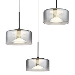 Luminosa Lighting Luminosa Belinda Cluster Pendant Ceiling Light Matt Black Smoke Glass Shade 3X Led 4000K - thumbnail 3