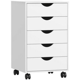 Homcom Filing Cabinet With 5 Drawers, Under Desk Drawer, White - thumbnail 2