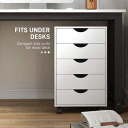 Homcom Filing Cabinet With 5 Drawers, Under Desk Drawer, White - thumbnail 6