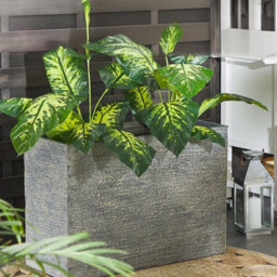 Beliani Grey Stone Rectangular Planter 34 X 80 X 56 Cm - Fibreglass-Reinforced Fibre Clay - thumbnail 2