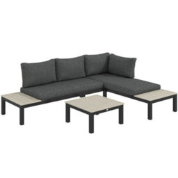 Outsunny 3Pcs Garden Sectional Sofa Side Table Furniture Set W/ Cushion - thumbnail 2