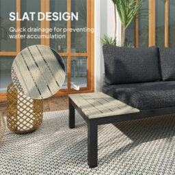 Outsunny 3Pcs Garden Sectional Sofa Side Table Furniture Set W/ Cushion - thumbnail 6