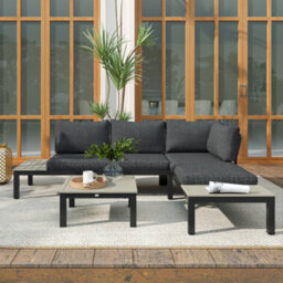 Outsunny 3Pcs Garden Sectional Sofa Side Table Furniture Set W/ Cushion - thumbnail 9