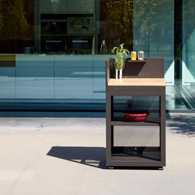 Sweeek - Outdoor Kitchen Steel And Wood Decor 1 Shelf L60Cm Black - Milos - image 1