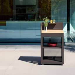 Sweeek - Outdoor Kitchen Steel And Wood Decor 1 Shelf L60Cm Black - Milos - thumbnail 4