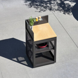 Sweeek - Outdoor Kitchen Steel And Wood Decor 1 Shelf L60Cm Black - Milos - thumbnail 6