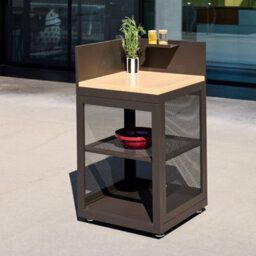 Sweeek - Outdoor Kitchen Steel And Wood Decor 1 Shelf L60Cm Black - Milos - thumbnail 3