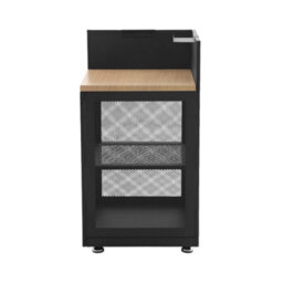 Sweeek - Outdoor Kitchen Steel And Wood Decor 1 Shelf L60Cm Black - Milos - thumbnail 2