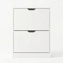 Avc Designs 2 Drawer Shoe Storage Cabinet Wooden Freestanding Footwear Rack Unit For Hallway Or Entryway (White) - thumbnail 7
