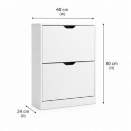 Avc Designs 2 Drawer Shoe Storage Cabinet Wooden Freestanding Footwear Rack Unit For Hallway Or Entryway (White) - thumbnail 8