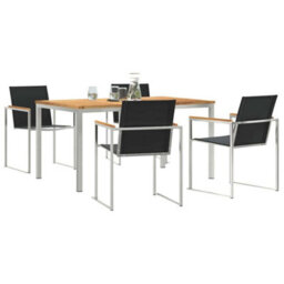 Berkfield Garden Dining Set 5 Pcs Solid Wood Teak - thumbnail 3