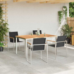 Berkfield Garden Dining Set 5 Pcs Solid Wood Teak - thumbnail 4