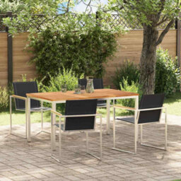 Berkfield Garden Dining Set 5 Pcs Solid Wood Teak - thumbnail 1