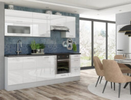 Impact Furniture Kitchen Cabinets Set 12 Units Tall Larder Modern Pantry Storage White Gloss Base Wall 280Cm Ella - thumbnail 6