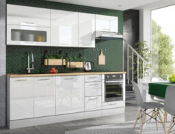 Impact Furniture Kitchen Cabinets Set 12 Units Tall Larder Modern Pantry Storage White Gloss Base Wall 280Cm Ella - thumbnail 7