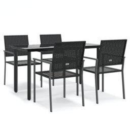 Berkfield 5 Piece Garden Dining Set Poly Rattan And Steel - thumbnail 2